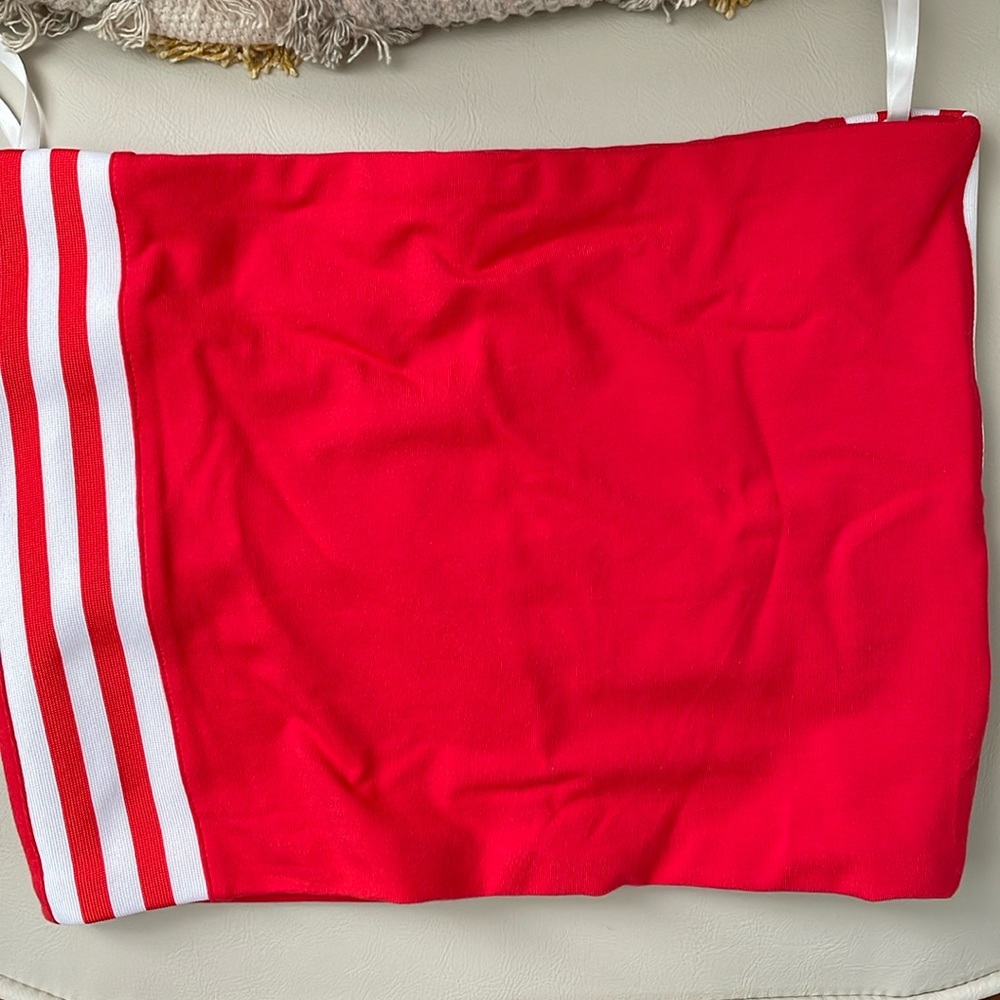 ✴️ NWT ADIDAS ORIGINALS RED TUBE TOP WHITE SIZE XS EXTRA SMALL